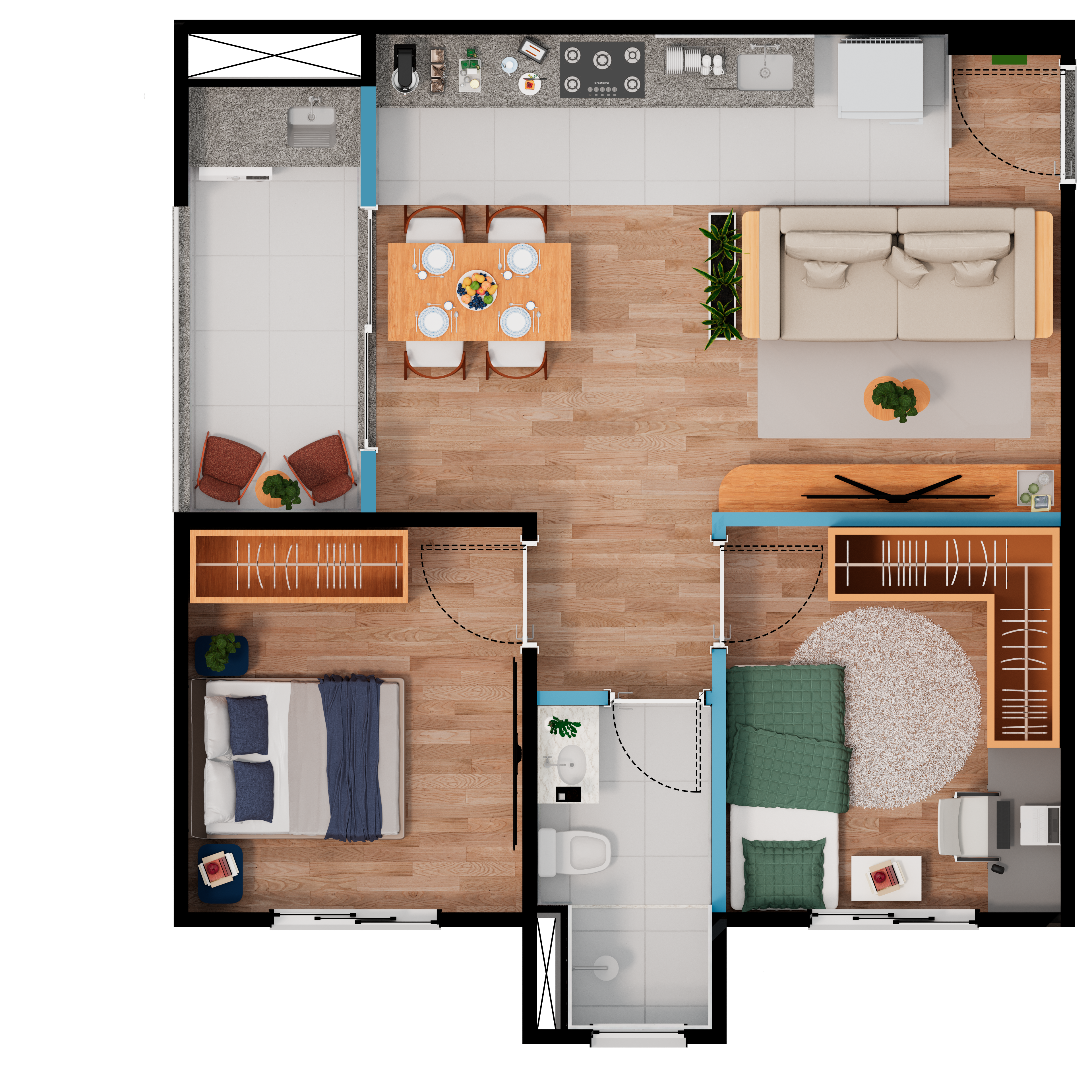 Planta do empreendimento de Planta de 55m²