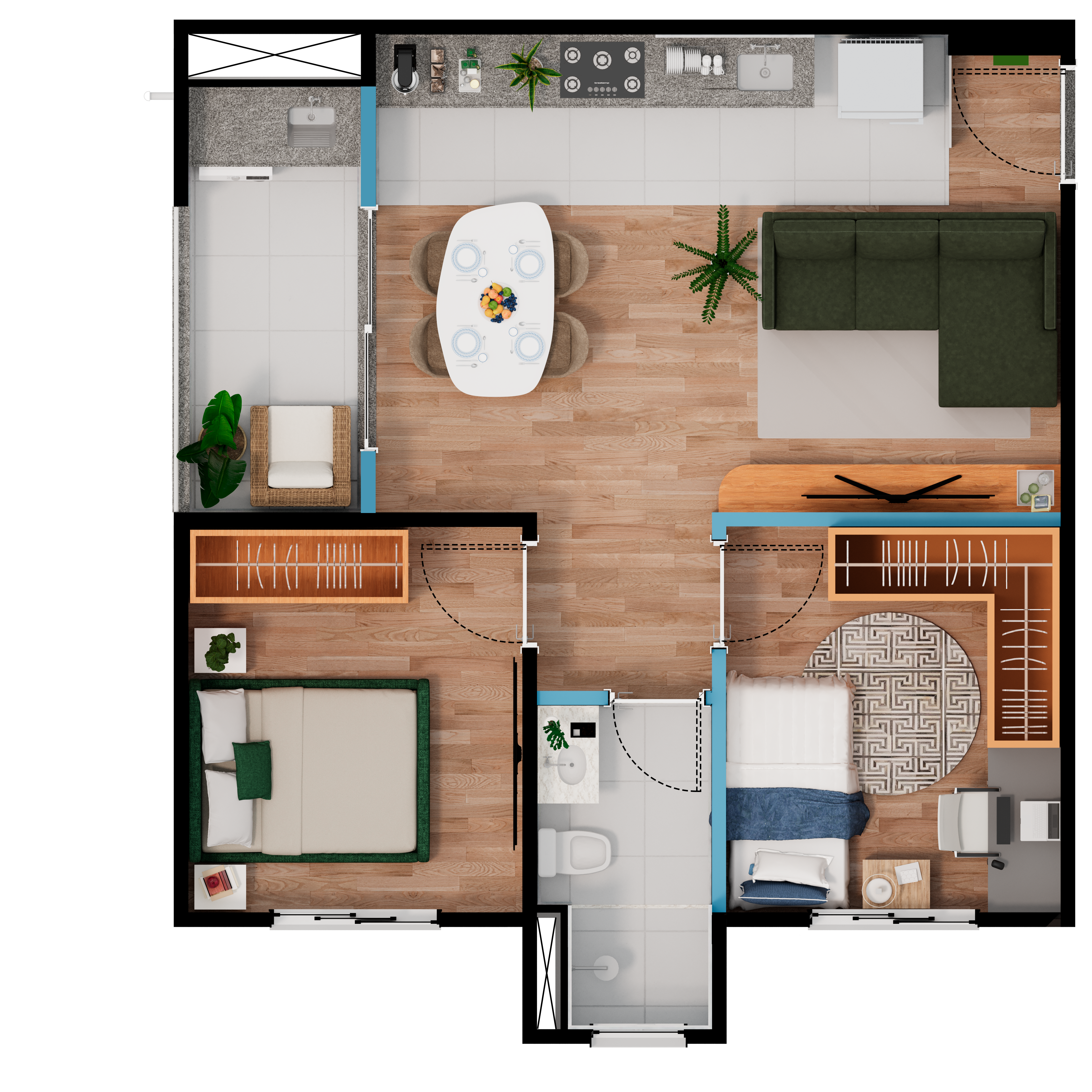 Planta do empreendimento de Planta de 55m²