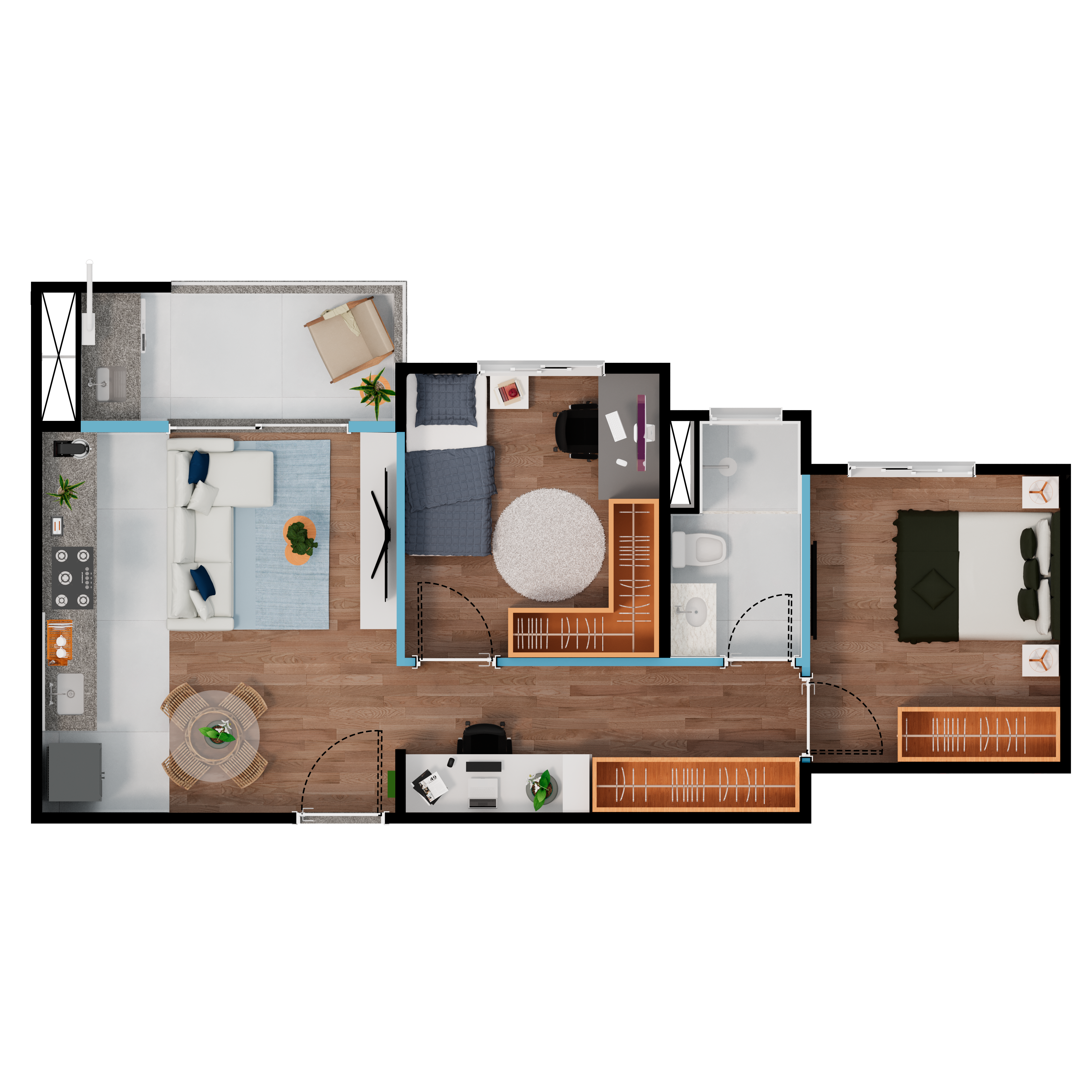 Planta do empreendimento de Planta de 56m²