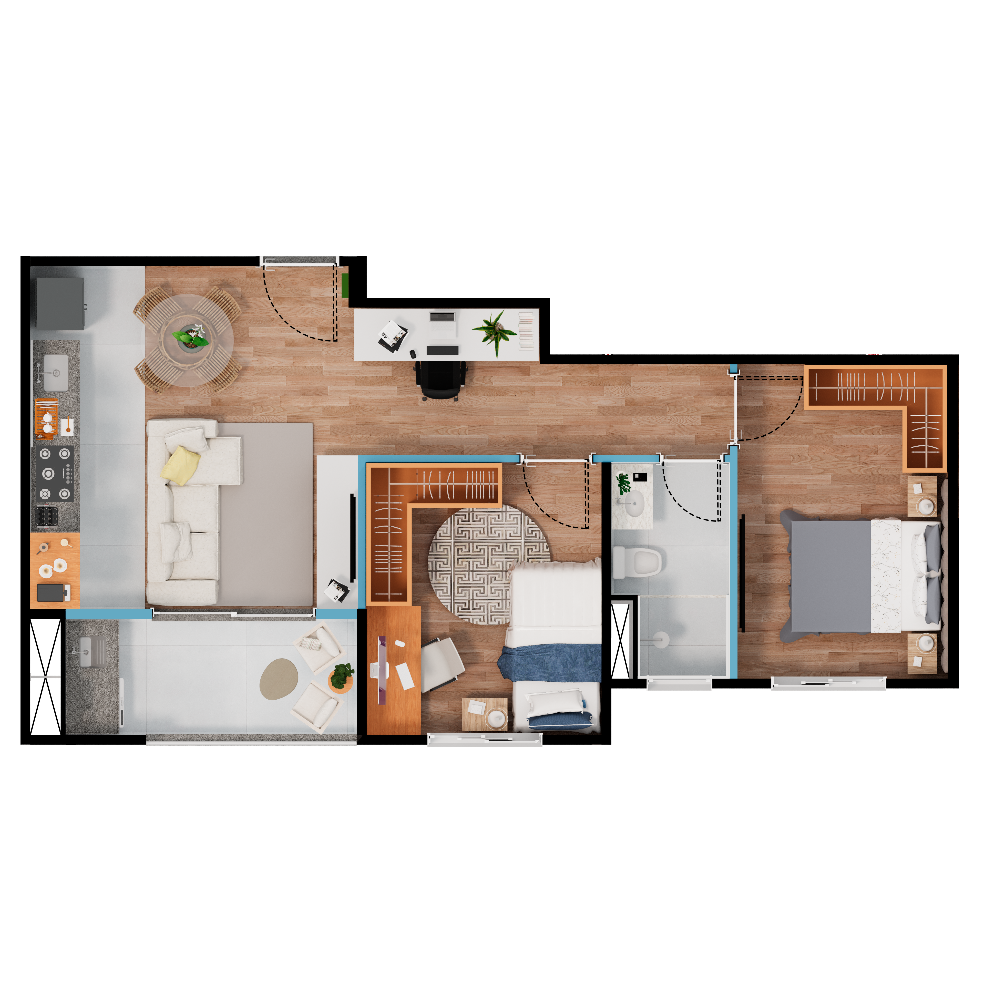 Planta do empreendimento de Planta de 57m²
