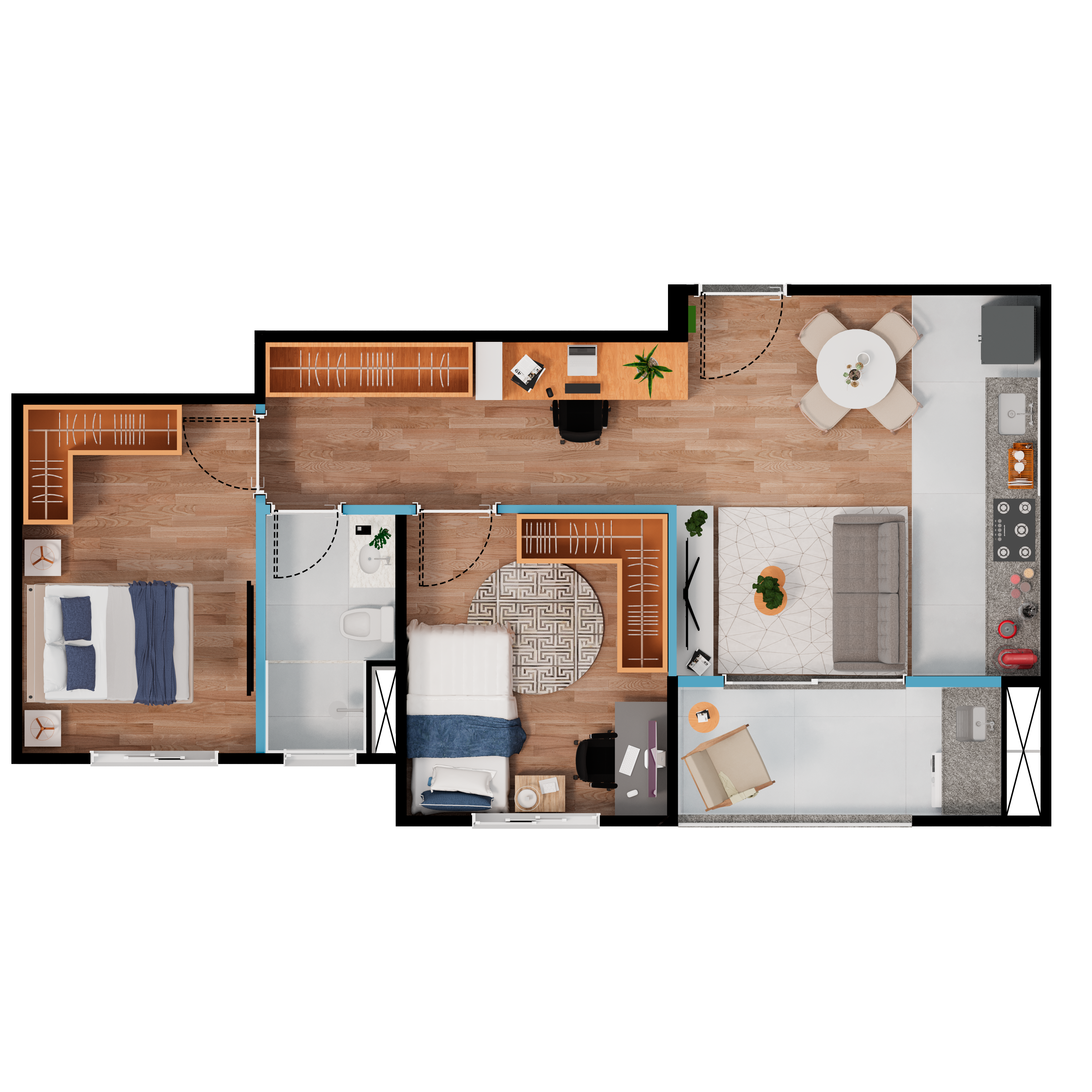 Planta do empreendimento de Planta de 58m²